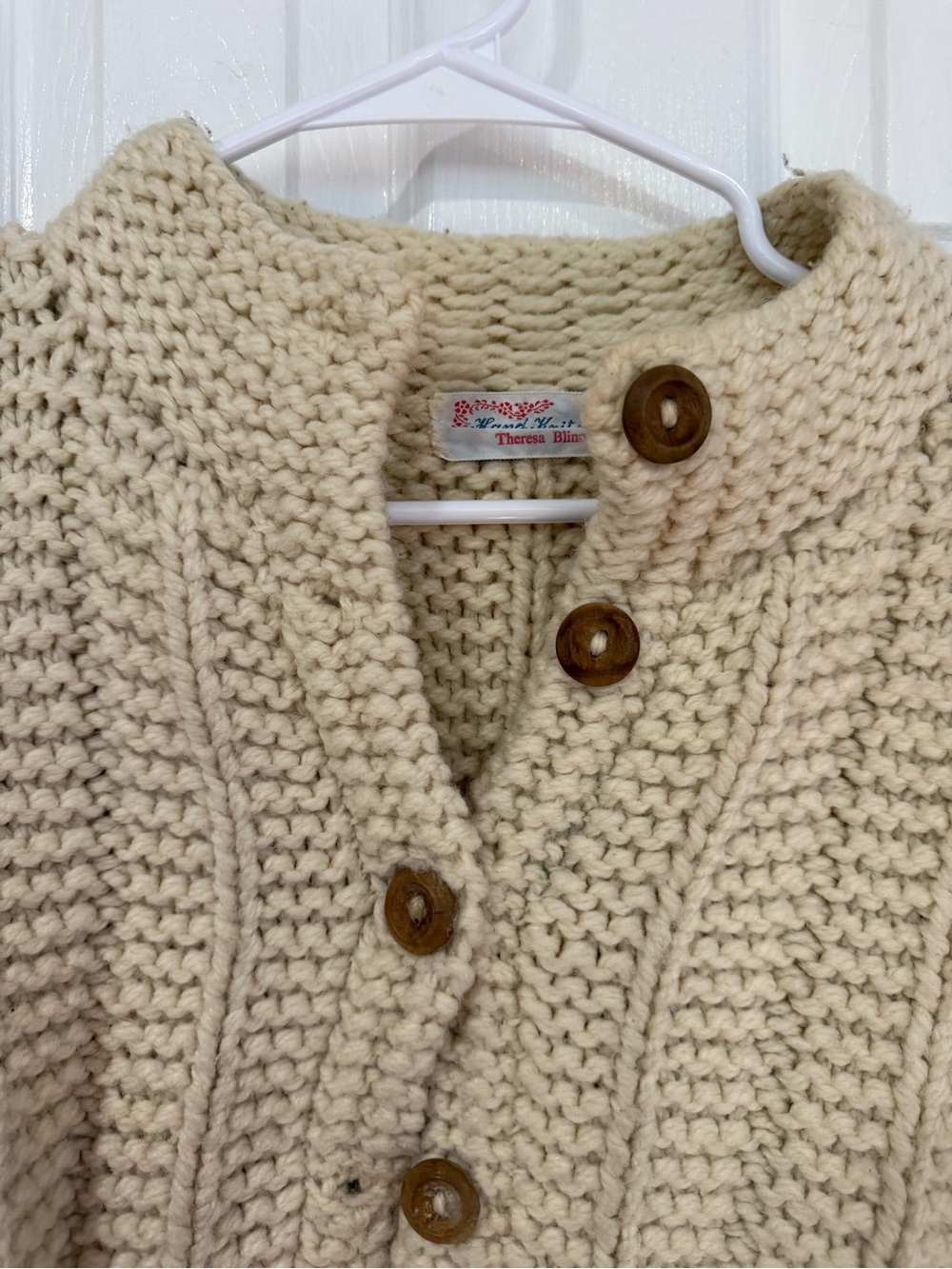 Hand-Knit Cream Button-Front Sweater - Picture 2 of 3